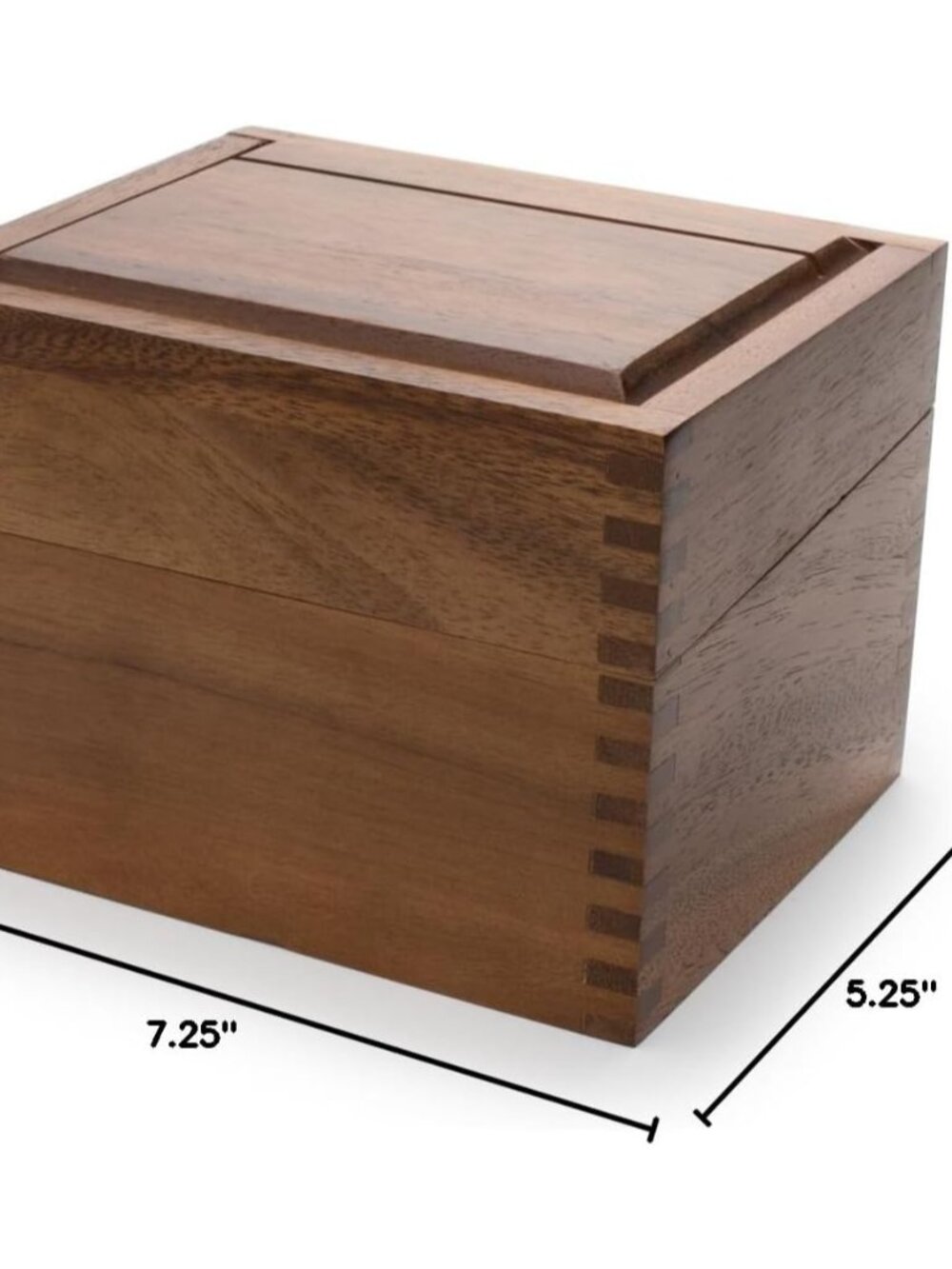 Acacia Wood Recipe Box with Divider Tabs, 2 Compartment, Single | Includes Divid - Picture 3 of 7